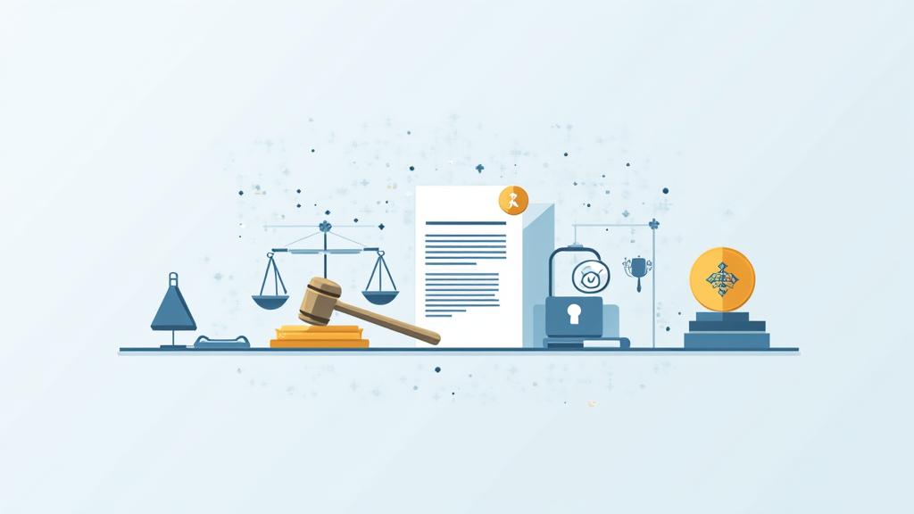 Immagine illustrativa di icone legali e documenti professionali